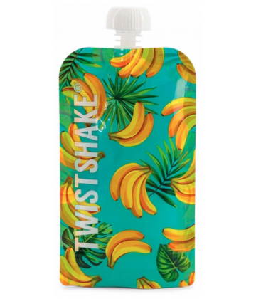 Twistshake Gourde Réutilisable Motif Fruits Modele : Ananas - Pasteque - Banane 220 ml x 3