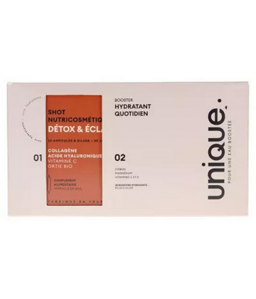Unique Shots Détox & Éclat 30 Boosters + Boosters Hydratants Ampoules x 30