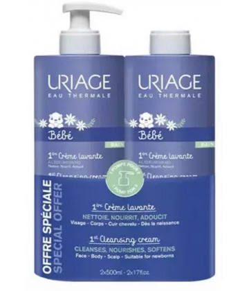 Uriage Bébé 1ere Crème Lavante 500 ml x 2