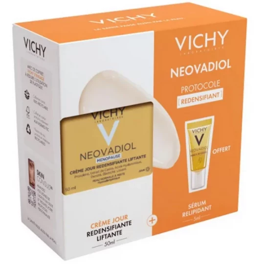Vichy Neovadiol Ménopause Crème Jour Redensifiante Liftante Peau Normale à Mixte 50 ml + Sérum Relipidant 5 ml offert