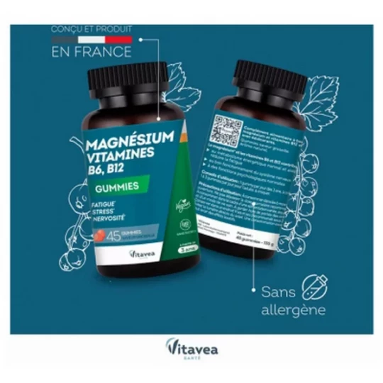 Vitavea Magnésium Vitamines B6 B12 Gummies x 45 - image 3