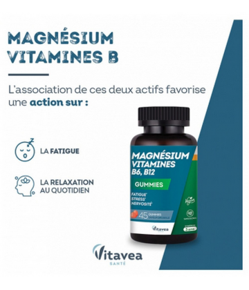 Vitavea Magnésium Vitamines B6 B12 Gummies x 45