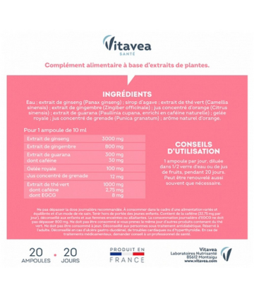 Vitavea Force G Booster Shot Énergie Immédiate Ampoules