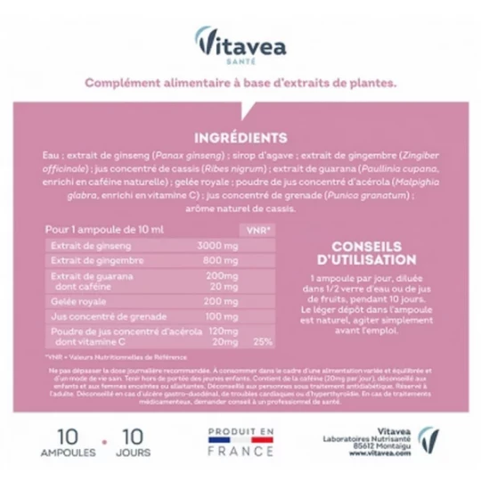 Vitavea Force G Vitality Énergie au Quotidien Ampoules - image 2