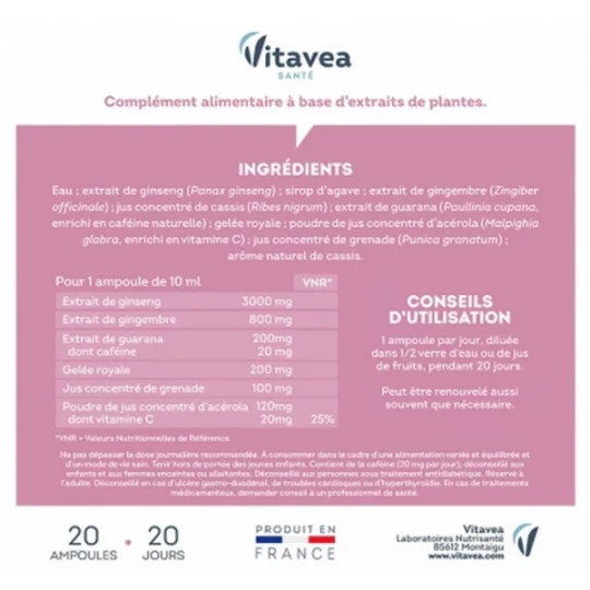 Vitavea Force G Vitality Énergie au Quotidien Ampoules - image 7