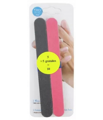 Vitry Limes à Ongles sur Bois 18 cm - Couleur : Noir et Rose x 10