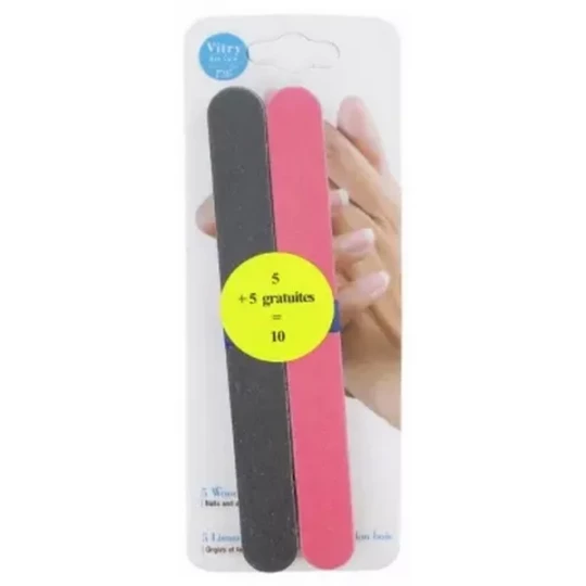Vitry Limes à Ongles sur Bois 18 cm - Couleur : Noir et Rose x 10