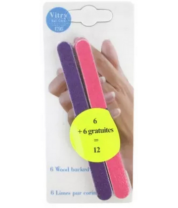 Vitry Limes à Ongles sur Bois 12 cm - Couleur : Violet et Rose x 12
