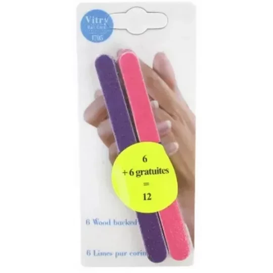 Vitry Limes à Ongles sur Bois 12 cm - Couleur : Violet et Rose x 12