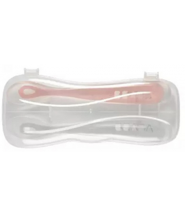 Béaba Cuilleres 1er Âge Silicone x 2 avec Boite de Transport