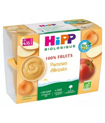 HiPP 100% Fruits  4/6 Mois Bio Pots x 4