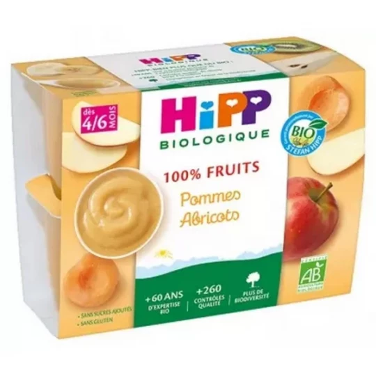 HiPP 100% Fruits  4/6 Mois Bio Pots x 4