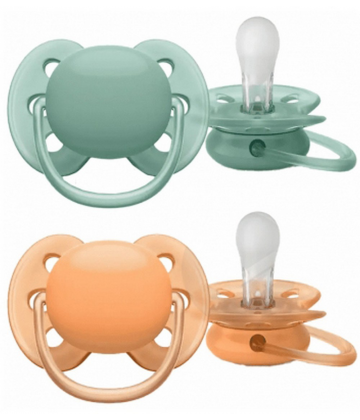 Avent Ultra Soft Sucettes Orthodontiques Silicone 0-6 Mois x 2