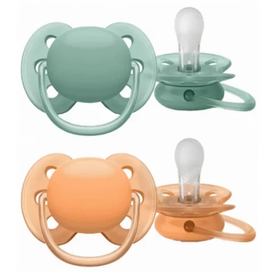 Avent Ultra Soft Sucettes Orthodontiques Silicone 0-6 Mois x 2