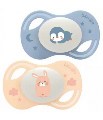 Luc et Léa Collection Nuit 2 Sucettes Anatomiques Téterelle Extra-Fine 0-6 Mois