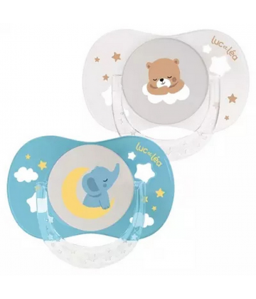 Luc et Léa Essentiel Nuit 2 Sucettes Anatomiques Collerette Confort + 0-6 Mois