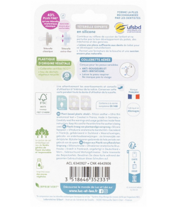 Luc et Léa Nature 2 Sucettes Anatomiques Téterelle Extra-Fine 0-6 Mois