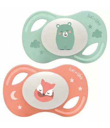 Luc et Léa Collection Nuit 2 Sucettes Anatomiques Téterelle Extra-Fine 18 Mois et +