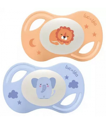 Luc et Léa Collection Nuit 2 Sucettes Anatomiques Téterelle Extra-Fine 18 Mois et +