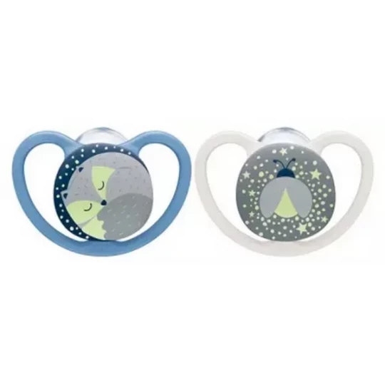 NUK Space Night 2 Sucettes Silicone 6-18 Mois