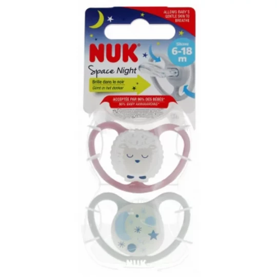 NUK Space Night 2 Sucettes Silicone 6-18 Mois - image 2