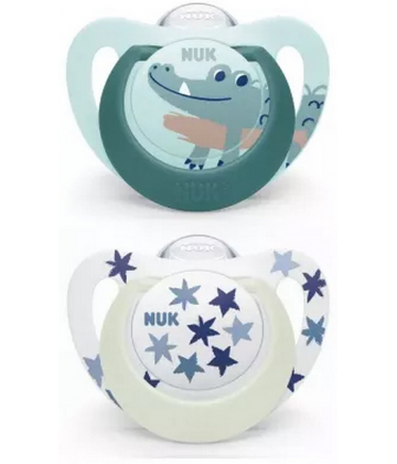 NUK Starlight Day & Night 2 Sucettes Silicone 18-36 Mois