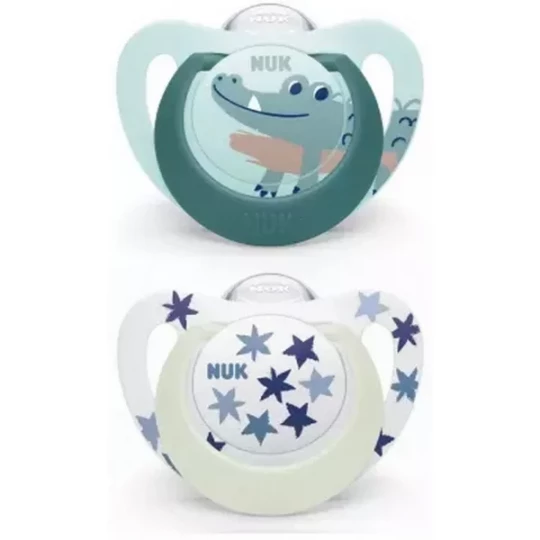 NUK Starlight Day & Night 2 Sucettes Silicone 18-36 Mois