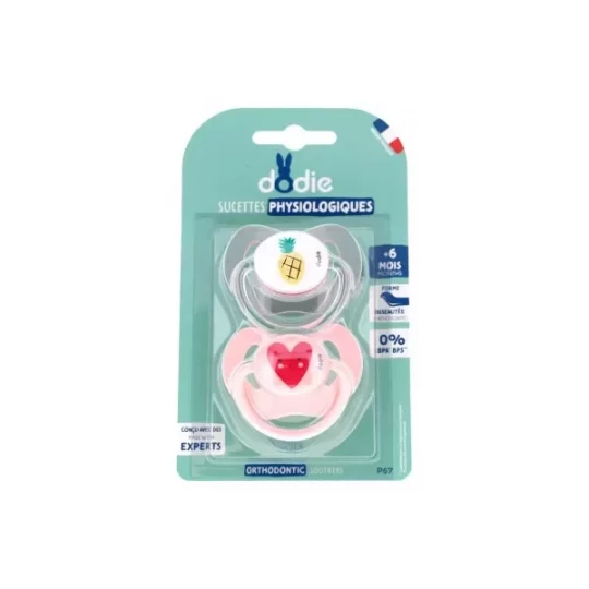 Dodie 2 Sucettes Physiologiques Silicone 6 Mois et +