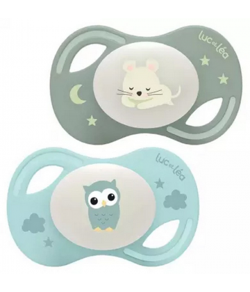 Luc et Léa Collection Nuit 2 Sucettes Anatomiques Téterelle Extra-Fine 6-18 Mois