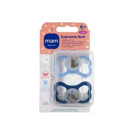 MAM 2 Sucettes Supreme Nuit 6 Mois et +