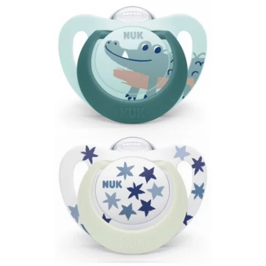 NUK Starlight Day & Night 2 Sucettes Silicone 6-18 Mois