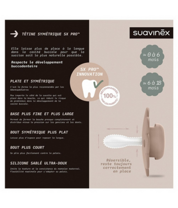 Suavinex Sucette Réversible avec Tétine Symétrique SX Pro 6 à 18 Mois