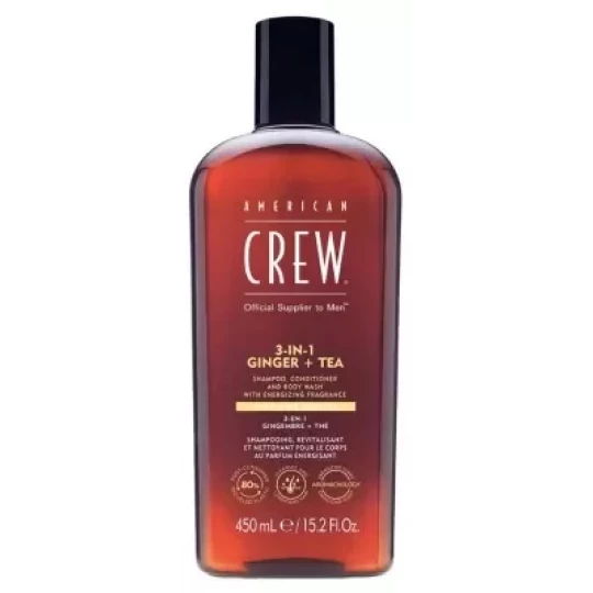 American Crew 3-En-1 GingembreThé Shampooing Après-Shampooing & Gel Douche pour Cheveux et Corps