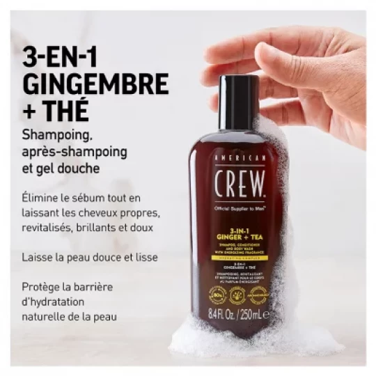 American Crew 3-En-1 GingembreThé Shampooing Après-Shampooing & Gel Douche pour Cheveux et Corps - image 10