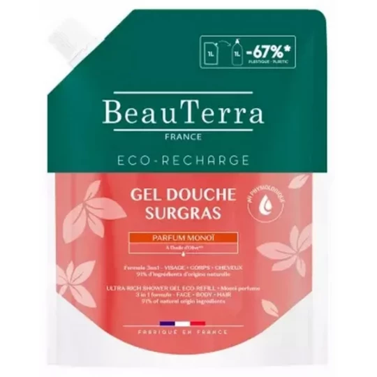 BeauTerra Gel Douche Surgras Éco-Recharge 1 L
