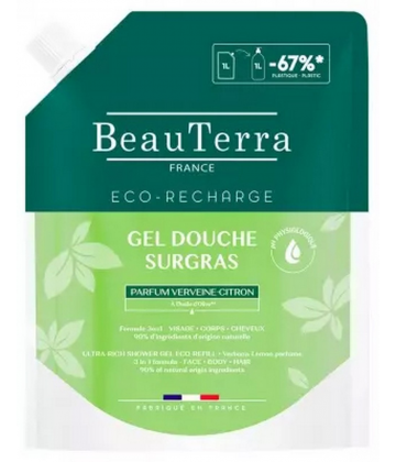 BeauTerra Gel Douche Surgras Éco-Recharge 1 L