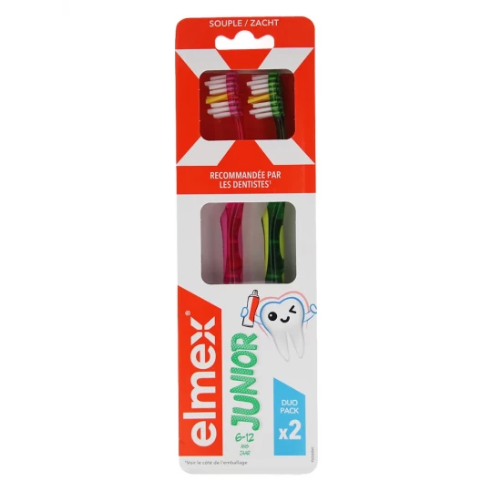 Elmex Junior Brosses à Dents Souples Duo Pack 6-12 Ans