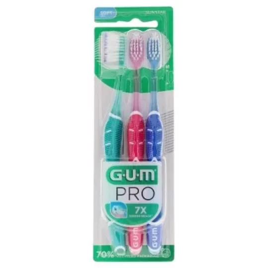 GUM PRO Brosse à Dents Souple Trio Pack
