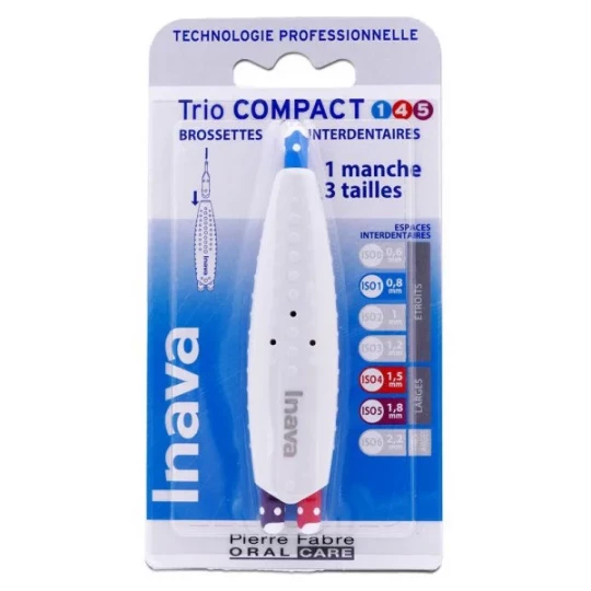 Inava Trio Compact 1 Manche Brossettes Interdentaires 3 Tailles x 3