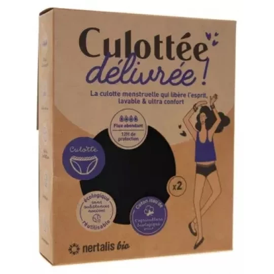 Nertalis Bio Culotte Menstruelle Noire Culottes x 2