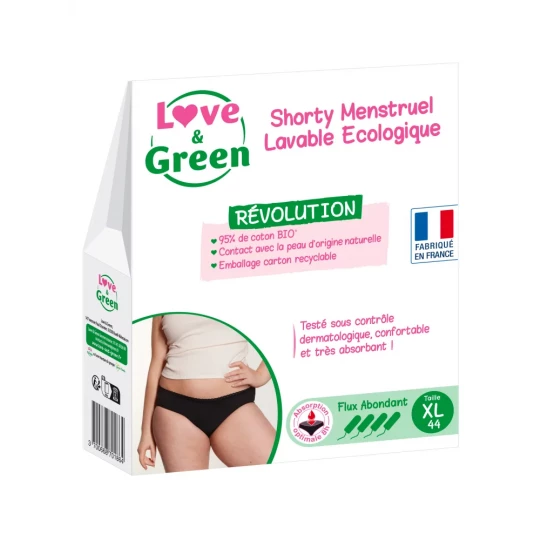 Love & Green Shorty Menstruel Lavable Noir Flux Abondant - image 5