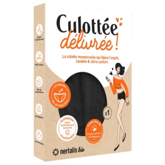 Nertalis Bio Culotte Menstruelle Culottée Délivrée Couleur Noire