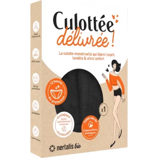 Nertalis Bio Culotte Menstruelle Culottée Délivrée Couleur Noire