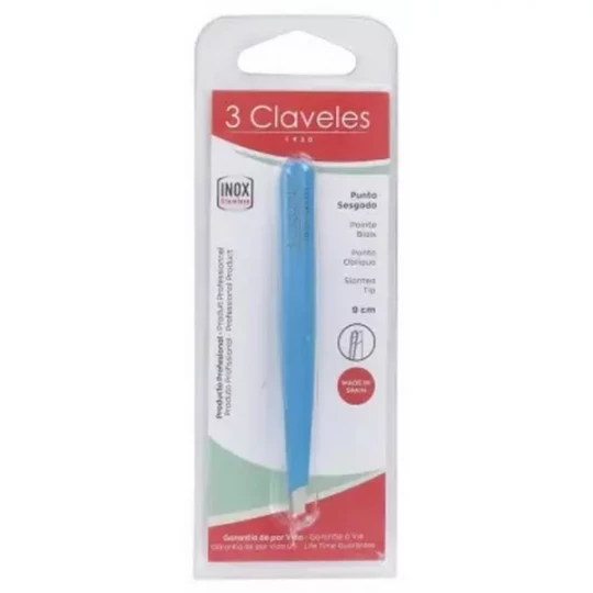 3 Claveles Pince à Épiler Pointe Biais Couleur 9 cm - image 2