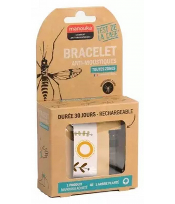 Manouka Bracelet Anti-Moustiques + Recharge 6 ml