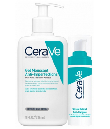 CeraVe SOS Anti-Marques Trousse Gel Moussant Anti-Imperfections 236 ml + Sérum Rétinol Anti-Marques 30 ml