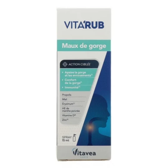 Vitavéa Santé Vita'Rub Maux de Gorge Spray 15 ml