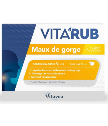 Vitavea Santé Vita'Rub Maux de Gorge Comprimés à Sucer x 24