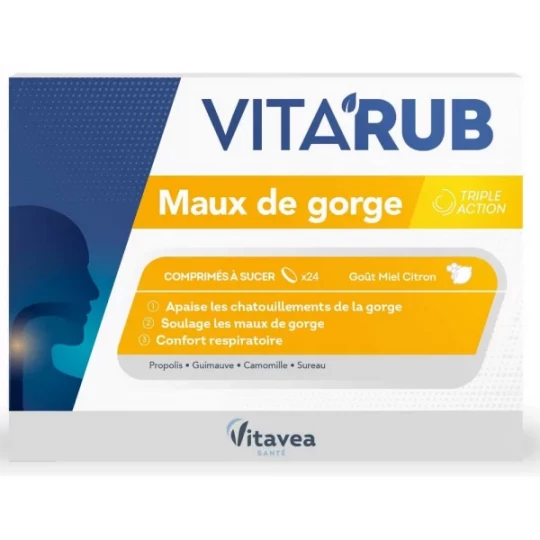 Vitavea Santé Vita'Rub Maux de Gorge Comprimés à Sucer x 24