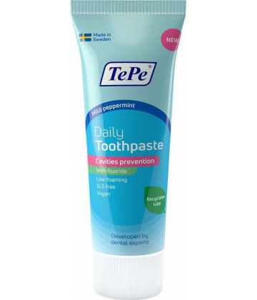 TePe Daily Dentifrice Enfant Dès 7 Ans Avec Fluor Goût Menthe Douce 75 ml
